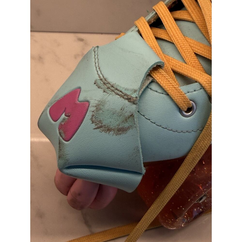 Moxi Beach Bunny Roller Skates - Pool Blue with Mustard Laces - Women's Size 10 - Picture 14 of 15
